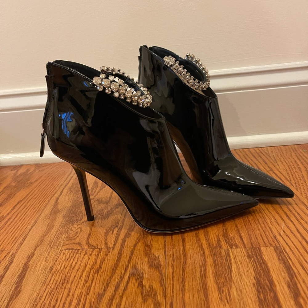Jimmy Choo Blaize 100 rhinestone booties 37 patent leather
